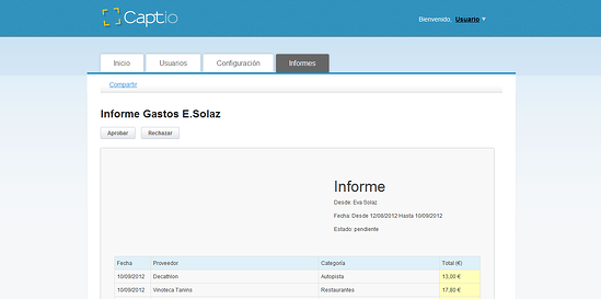 Informe gestión de gastos