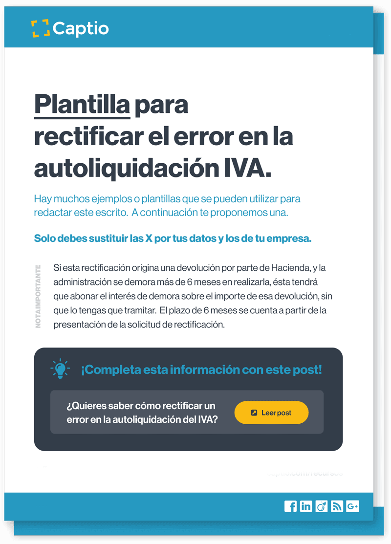 Plantilla para rectificar un error en la autoliquidación del IVA - Plantillas