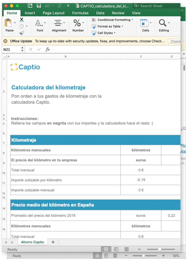 Calculadora del kilometraje - Plantillas